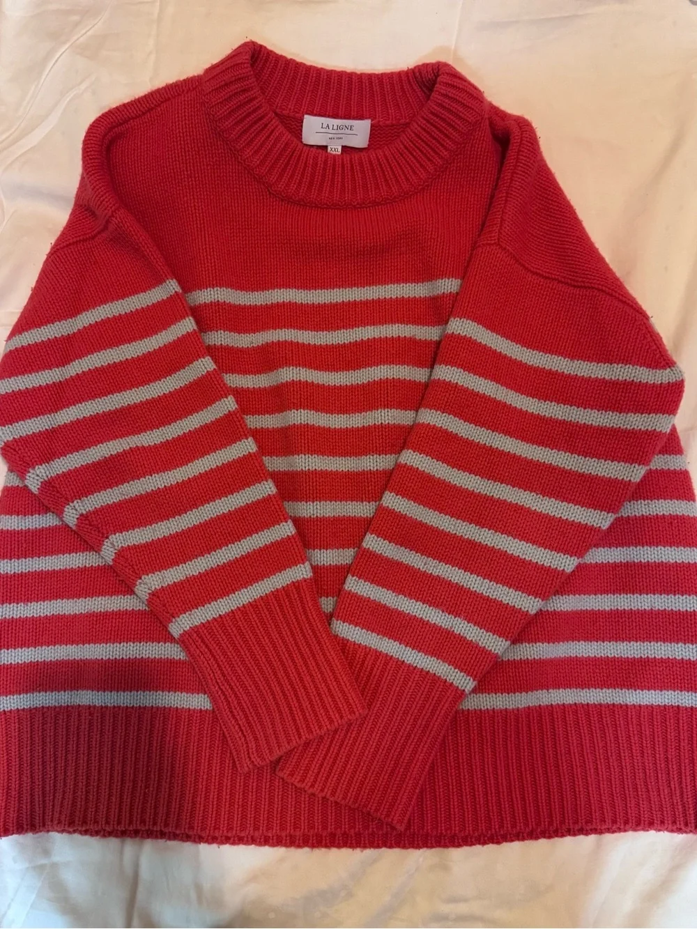La Ligne Red and Light Blue Striped Crewneck Sweater - Picture 1 of 1